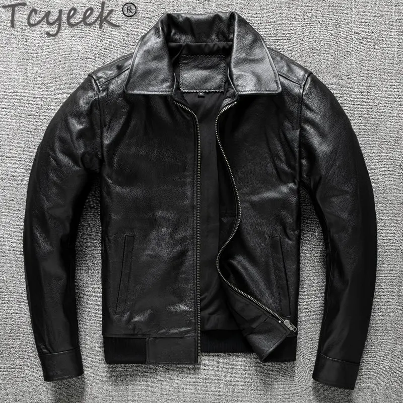 

Tcyeek Cow Leather Coat Man Spring Autumn Short Jackets Genuine Leather Jacket Men Clothing Baseball Uniform Casaco Masculino LM