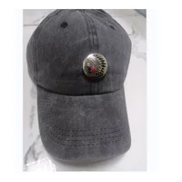 1pcs Baseball Cap With Metal Signage Logo Denim Personalized Unisex Four Seasons Cotton Washed Cloth Durable Adjustable 1