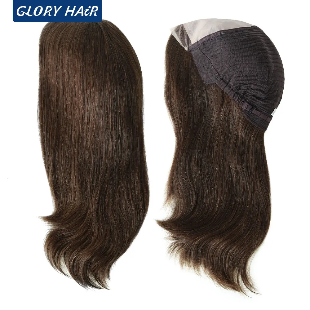 GLORYHAIR-MT11 14.5" Women Luxury Wig Mono Top Jewish Wig Lace Front Human Hair Chinese Culticle Remy Hair Wigs for Women