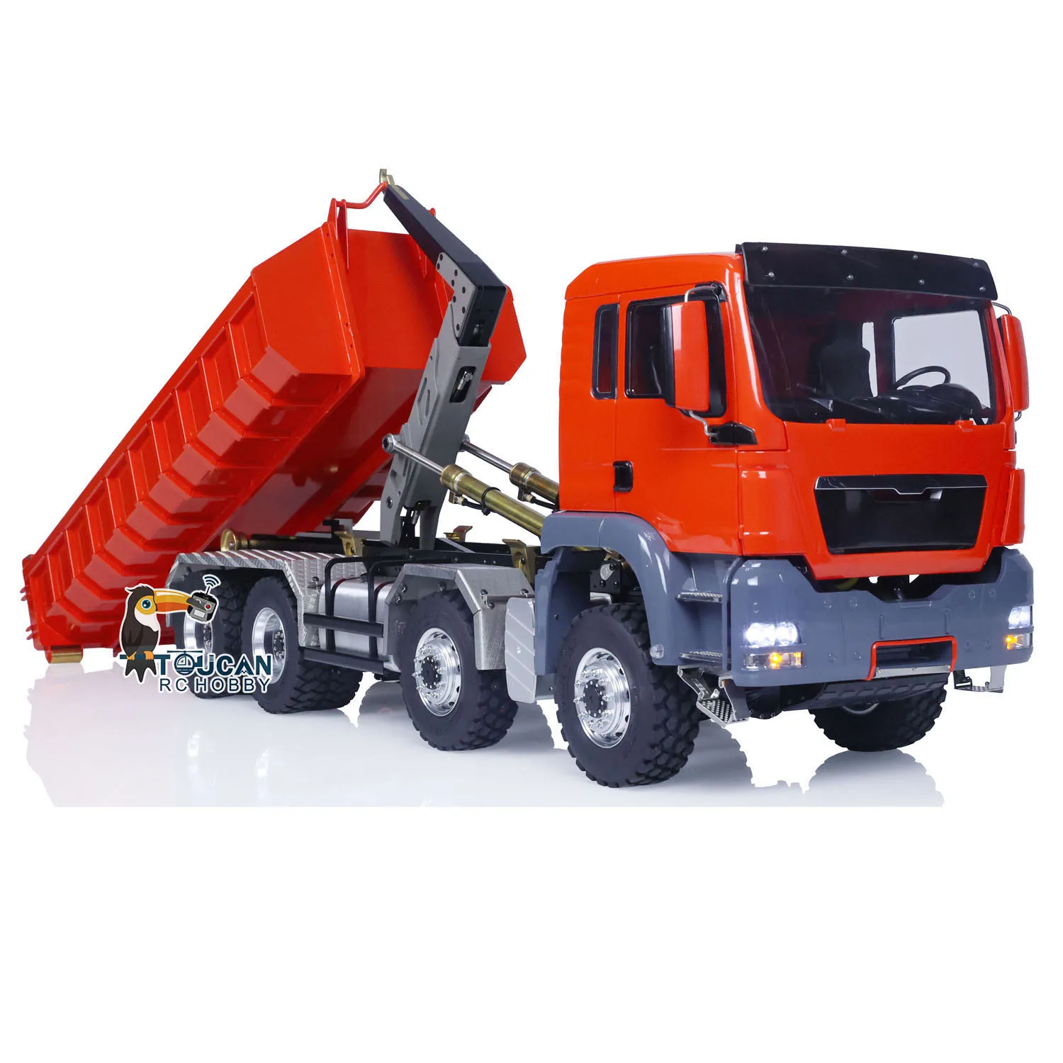 Toys Gifts LESU 1/14  TGS 8*8 Hydraulic Dumper RC Truck Roll On/Off Tipper Servo Painted Orange Car Model THZH0477-SMT2 4