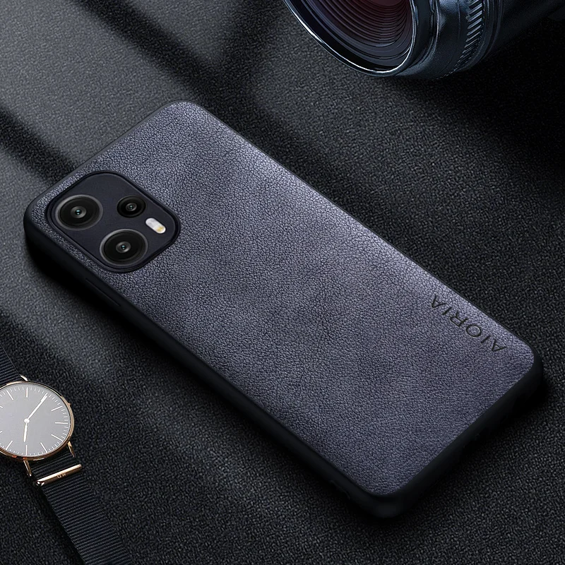 Premium Luxury Leather Business Phone Case - Retro Solid Color Cover