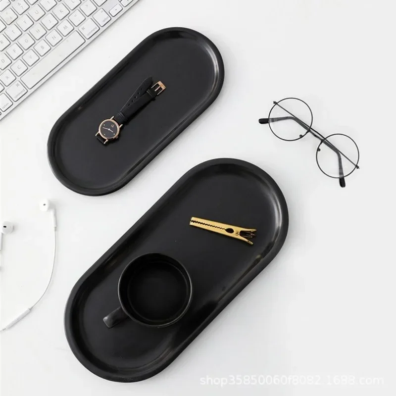 1 Pc Nordic Marble Ceramic Jewelry Tray Oval Phnom Penh Aromatherapy Storage Bathroom Toilet Bathtub Accessories Bathtub Trays
