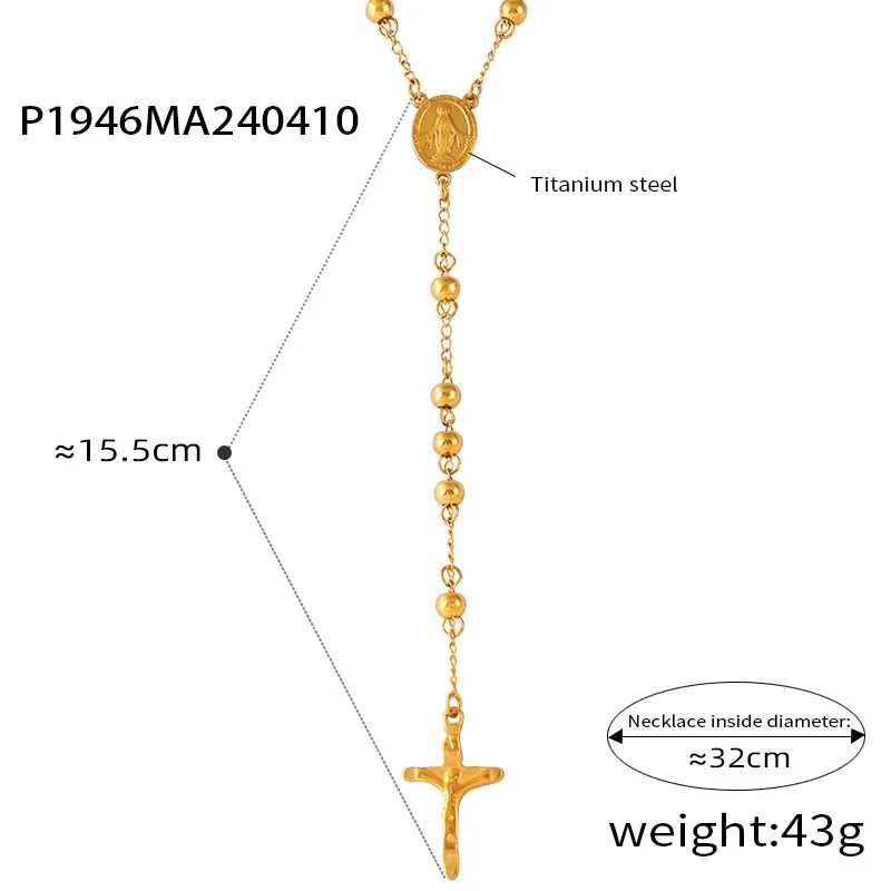 Moderne Edelstahl Lange Kreuz Anhänger Halskette für Frauen Imitation Perle Blau Kristall Perlen Kette Elegante Schmuck Geschenk – Detail 3