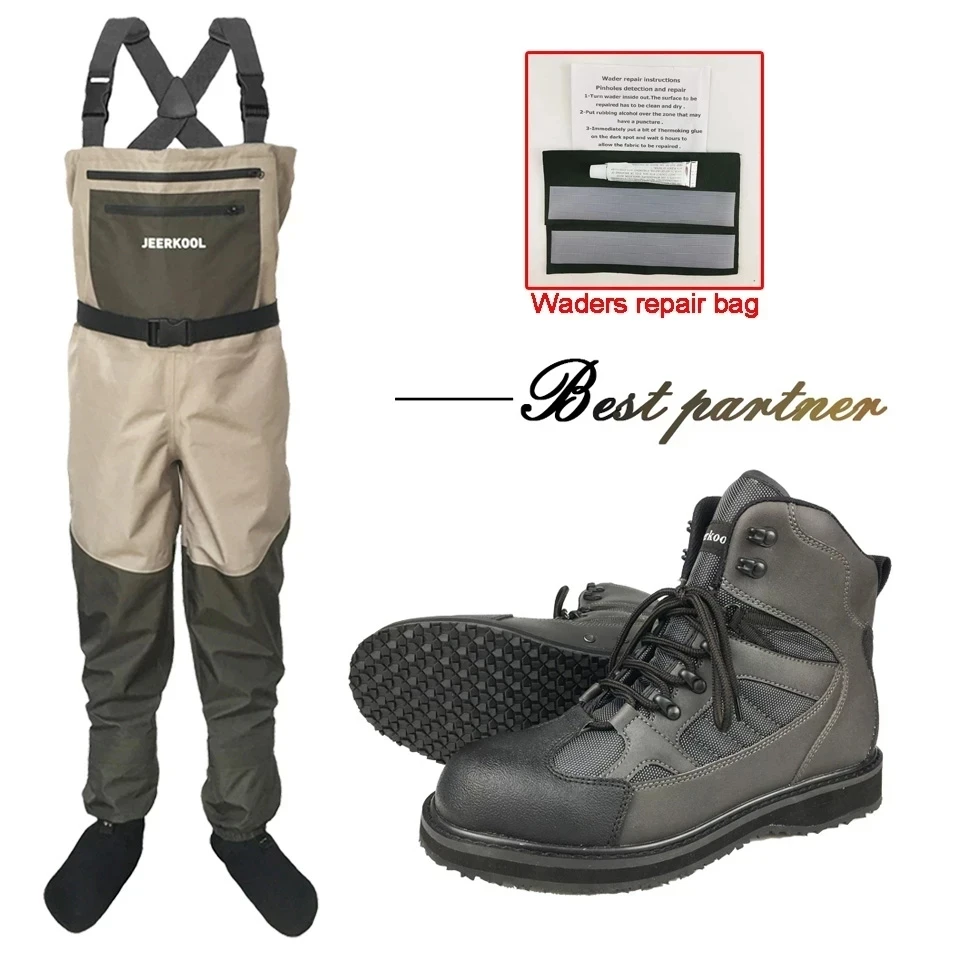 Fishing Waders Fishing Boots 3 Layer Waterproof Anti Skid Wading Hunting Rubber or Felt Sole Boots Neoprene Socks Chest Clothes