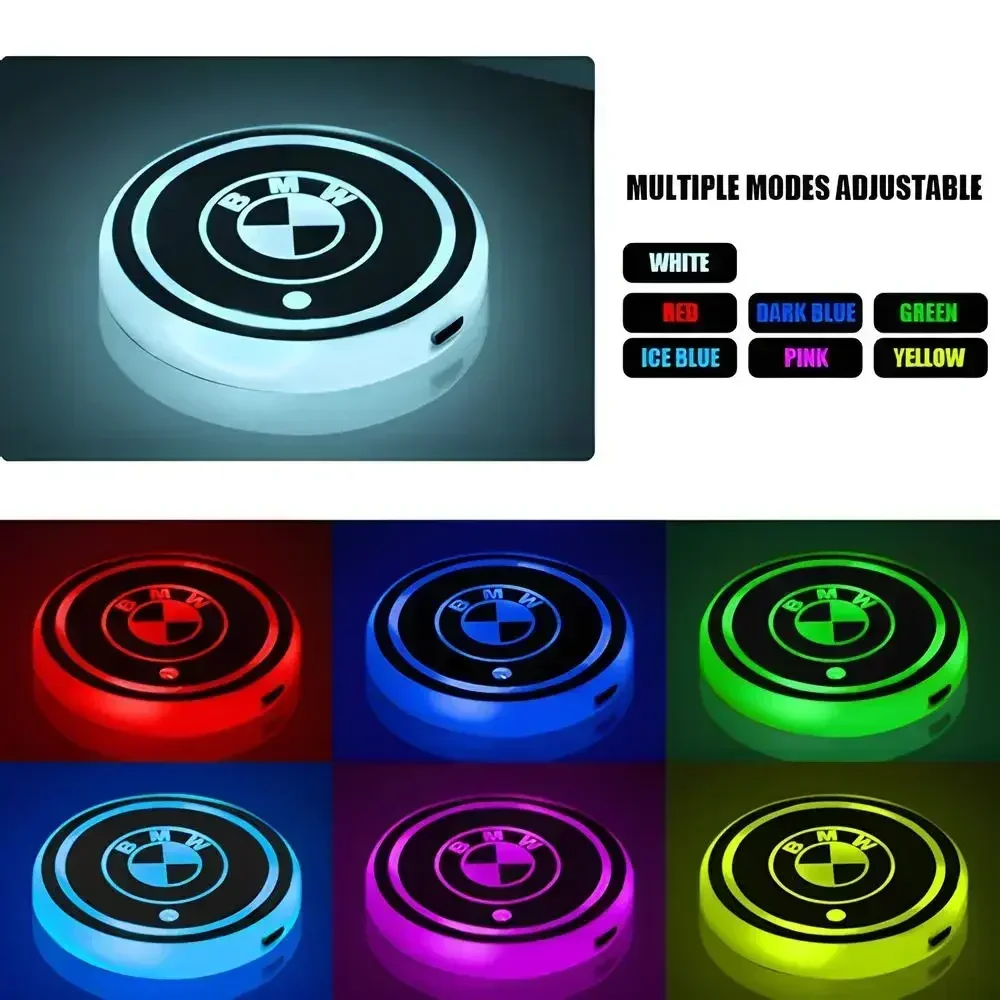 2 قطعة سيارة التحكم المركزي LED الوقايات المياه BMW M E46 E90 F30 E39 F10 X1 X2X3X4X5 7-color تحويل حامل الكأس مصباح لوازم السيارات