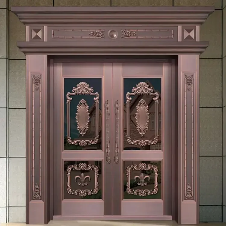 Antique Style Entrance, Villa Double Door, Stainless Steel/copper Door, Waterproof and Wear-resistant, Customized Size 6