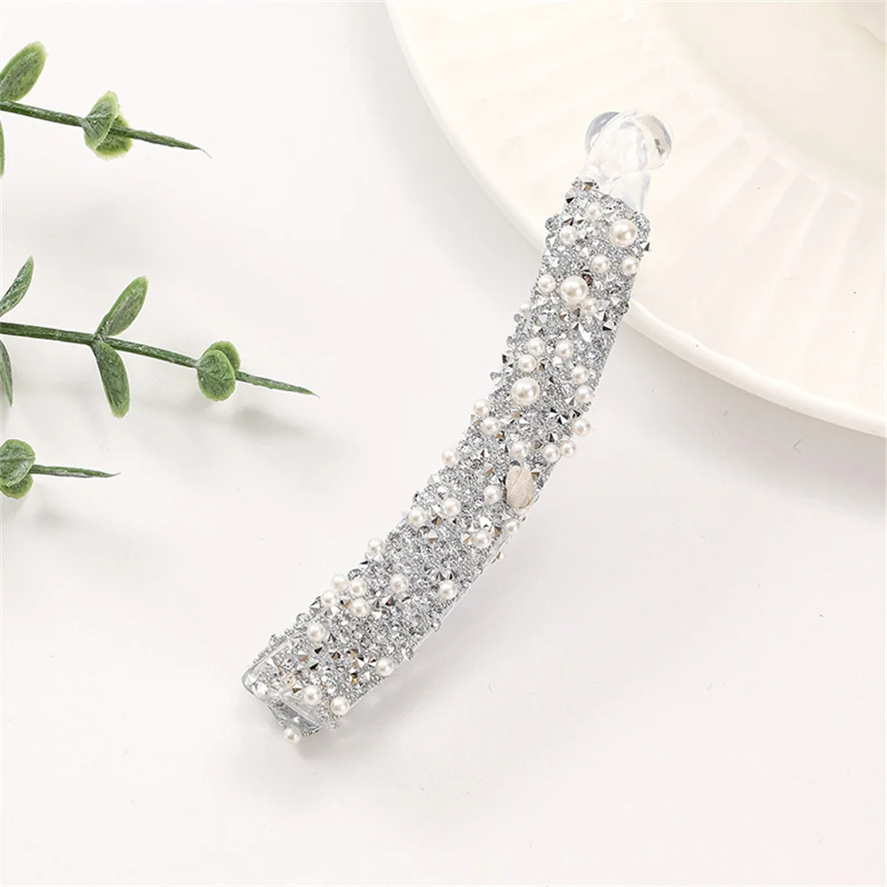 Glitzernde, mit Kristallen besetzte Bananen-Haarspange für Frauen, rutschfeste Haarnadel, Pferdeschwanz-Halter, Griffe, Klemme, Haar-Accessoires – Detail 10