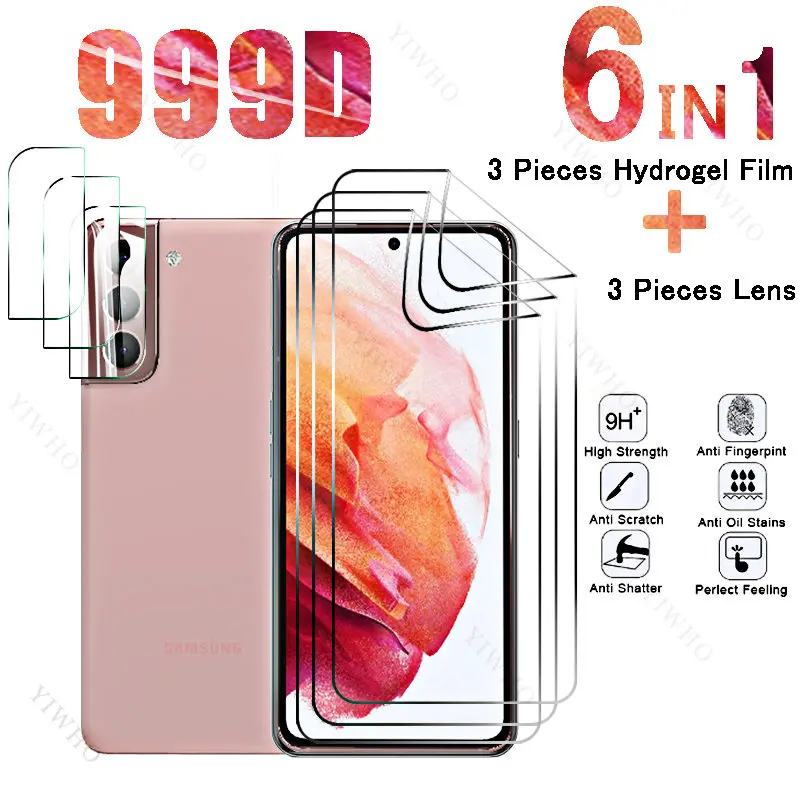 

6in1 Full Cover Front Hydrogel Film for Samsung Galaxy S21 5G Safety Screen Protector for Samsung S 21 SM-G991B 6.2" Camera Lens