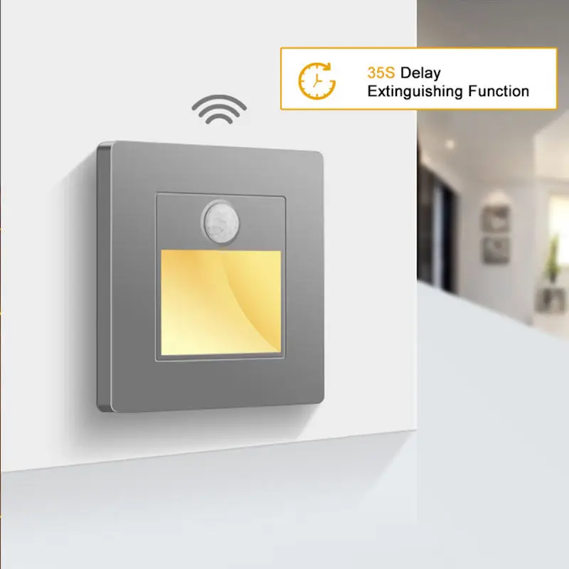 Motion Sensor Light LED Stair Light PIR Motion Detector Sensor Infrared Human Body Induction Light Embedded Step Ladder Bedroom Decoration