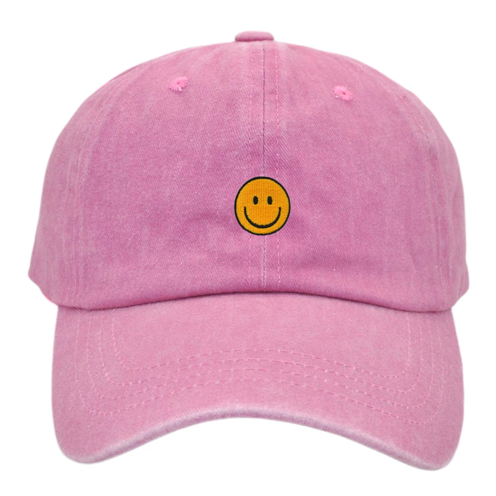 Smiley Baseball Cap Embroider Mom hats Breathable Couple Hats Unisex Adjustable Visors Caps