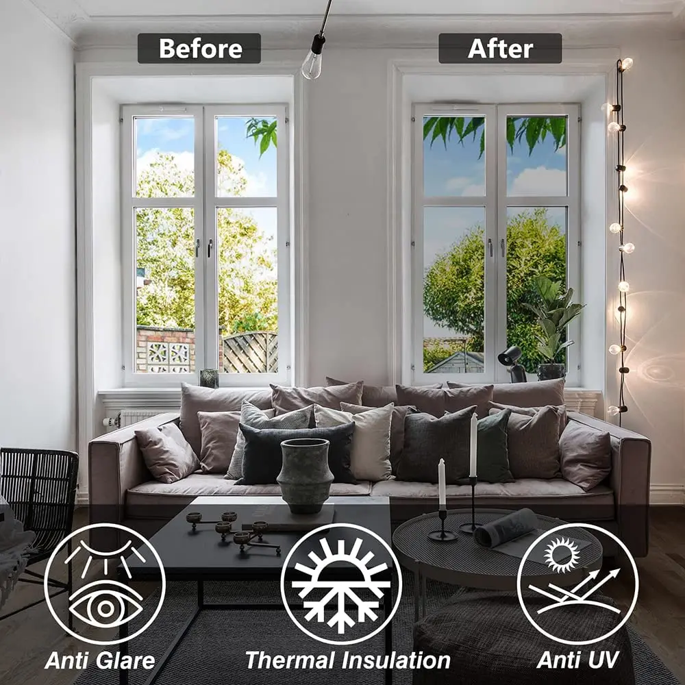 One Way Mirror Window Privacy Film Heat Insulation Anti-UV Sun Protection Heat Control Reflective Anti-Peeping Film Home Office
