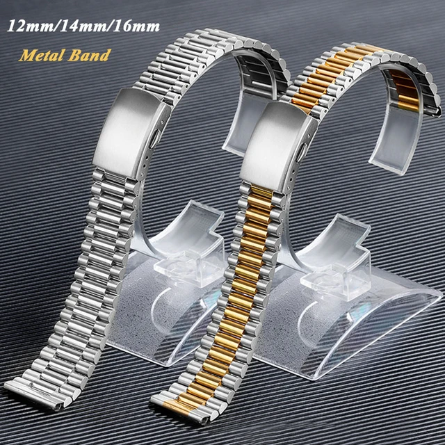 10mm 12mm 14mm 16mm Metal Strap for Men Women Replacement Bracelet Solid  Watch Band Thin Stainless Steel Wrist Band Accessories - AliExpress