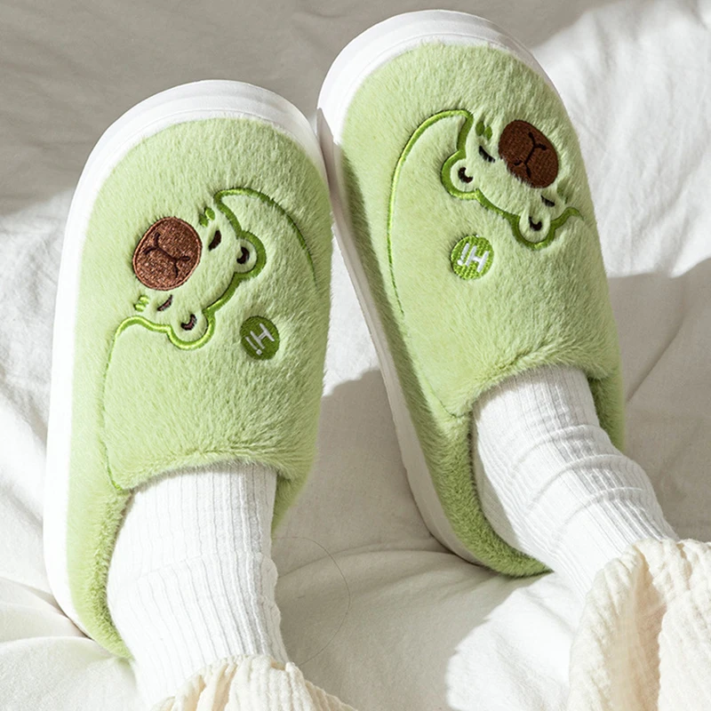 Thick Sole Fluffy Home Slippers Women Winter Indoor Thicken Warm Lovely Cotton Slides Woman Couples Non Slip Bedroom Slippers