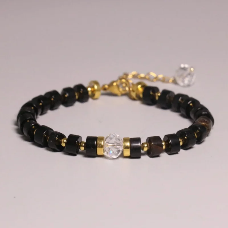 Elegant Natural Gemstone Rainbow Tourmaline Beaded Bracelet - Women's Collectible Gift