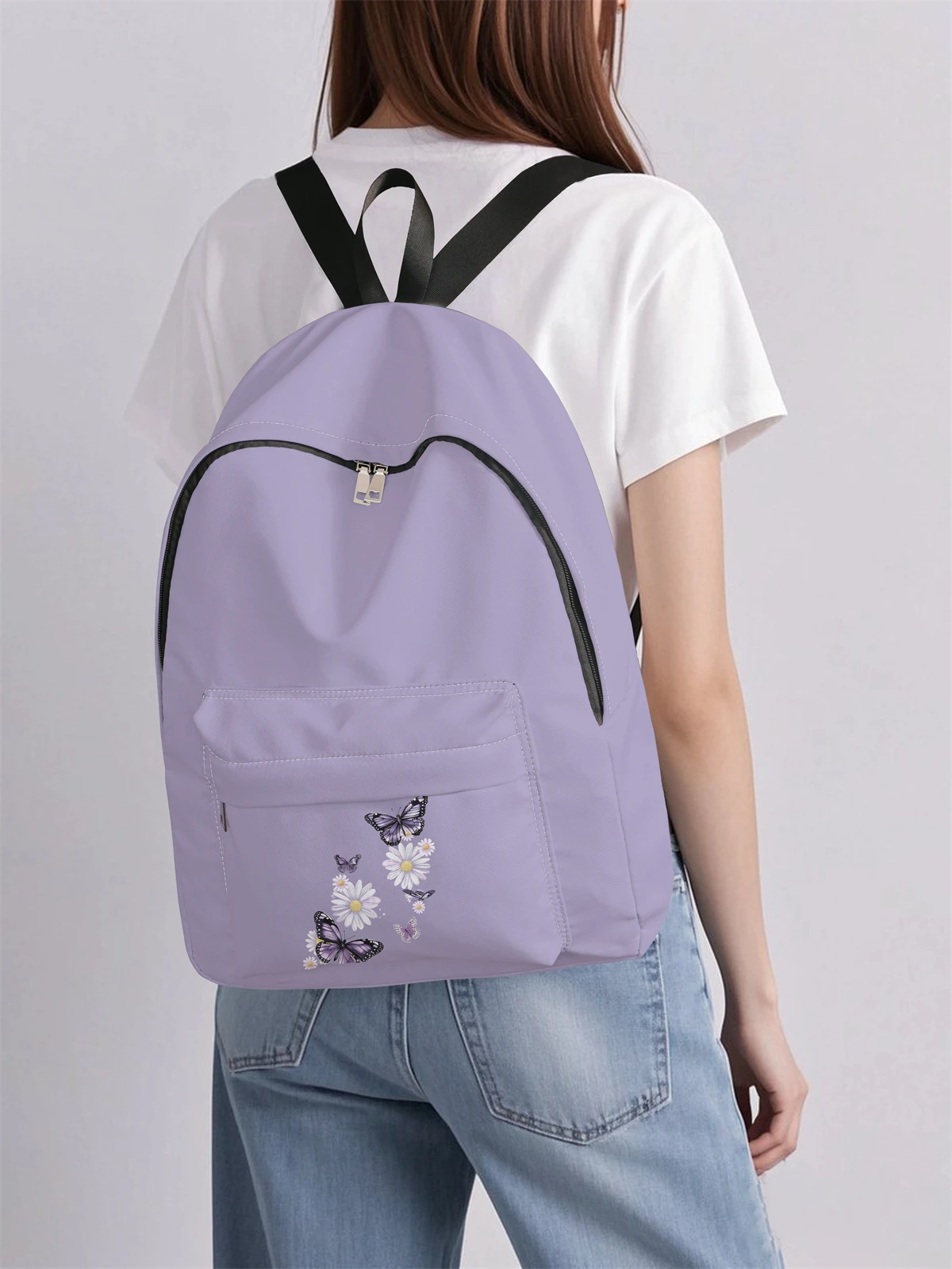 Flower and Butterfly Pattern Backpack, New 2025, Casual Travel Backpack, Lightweight and Simple Casual Travel Backpack