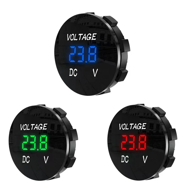 LEDDigitalVoltmeterRoundPanelWaterproofVoltageGaugeMeter