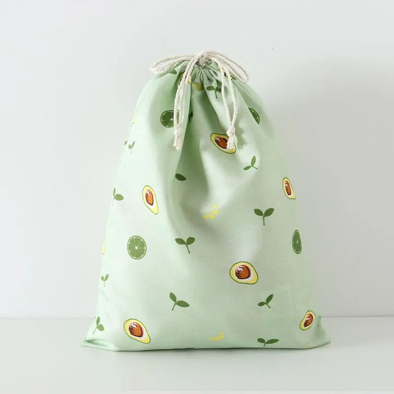 thumbnail image 1 of Bolsa de lino y algodón con cordón, con estampado de flores y plantas, para regalo de Navidad, para guardar llaves, monedas, dulces, organizador de cosméticos y joyas para viajes, 1 of 5