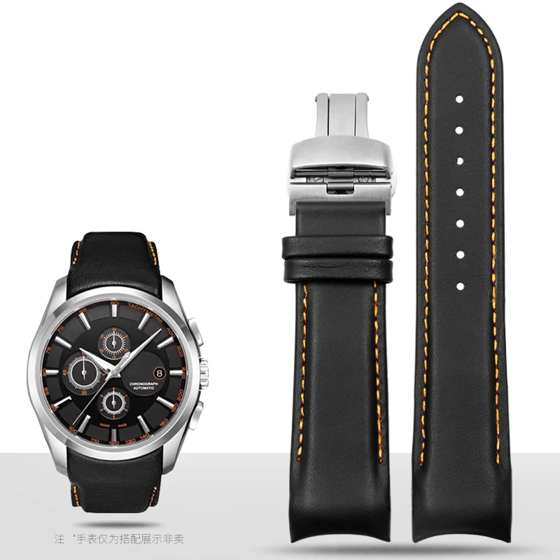 

Ремешок из телячьей кожи для Tissot T035, сменный Браслет из натуральной кожи с изогнутым концом для часов, со стальной пряжкой-бабочкой, 22 мм 23 мм 24 мм