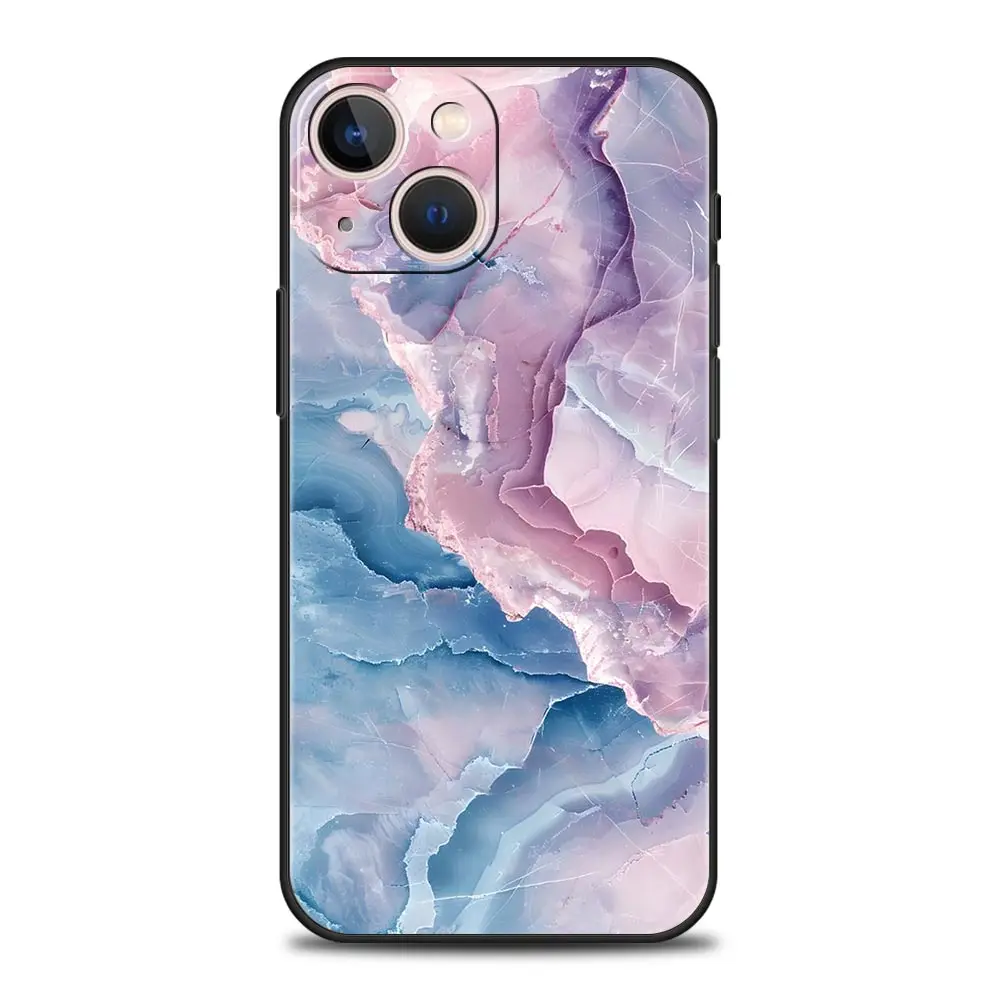 Elegant Black Marble Pattern Soft Silicone Phone Case - Fashionable Protective Cover