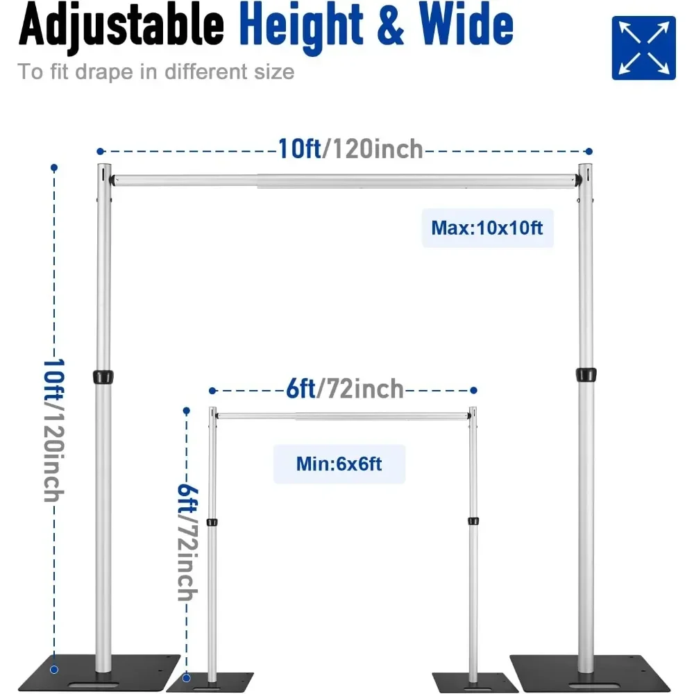 10x10Ft Double Crossbar Pipe and Drape Kit Heavy Duty Adjustable Backdrop Stand Aluminium Double Backdrop Stand photo backdrop stands