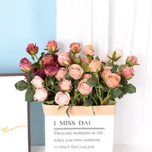 

3 Heads Artificial Flowers Rose Fake Plants Forever Rose European Retro Luxury Living Room Decoration Valentine's Day Home Decor