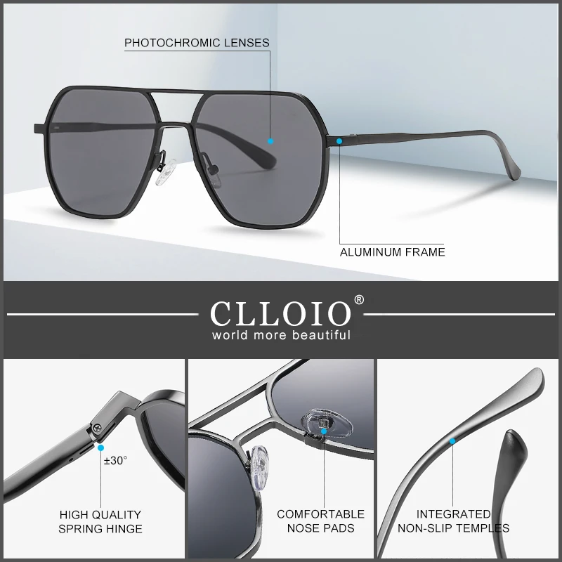 Iridescent Aluminum Photochromic Sunglasses Men Women Polarized Sun Glasses Chameleon Anti-glare Driving Oculos de sol polarized sunglasses