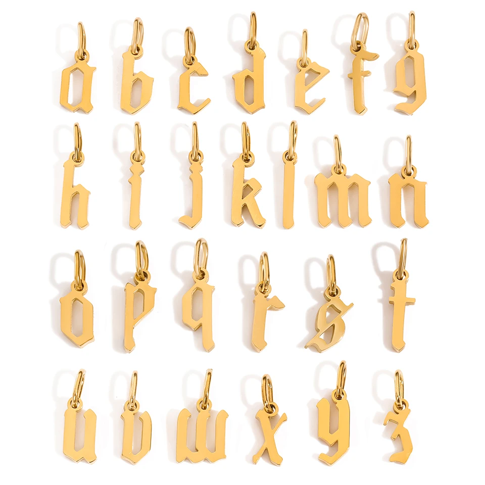 Charms für die Schmuckherstellung DIY Anfangsbuchstabe Name Goldenes Alphabet Halsketten Edelstahl Charms Anhänger Schmuck Drop Shipping – Detail 2