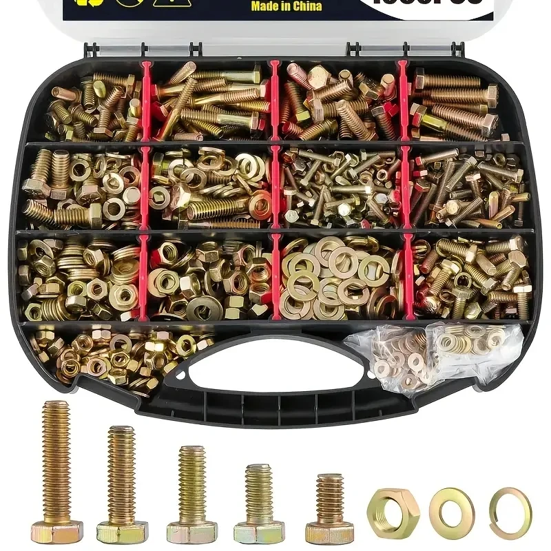 1060 SAE and metric bolt and nut combination Kit 1/4-20 5/16-18 3/8-16 M4 M5 M6 Heavy duty combination hex bolt washer nut