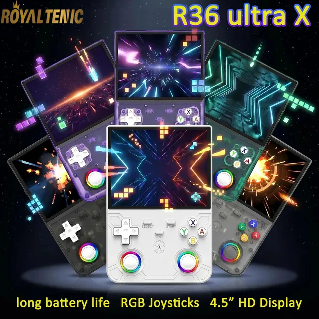 R36 Ultra X Handheld WIFI Game Player 4.5 Inch IPS Screen Open Source Retro Video Player 64G/128G Memory up to 35000+ Games R36S 1