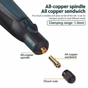 Cordless Electric Drill Grinder Rotary Tool Rechargeable Battery Woodworking Engraving 3 Speed Mini Engraver pen 2