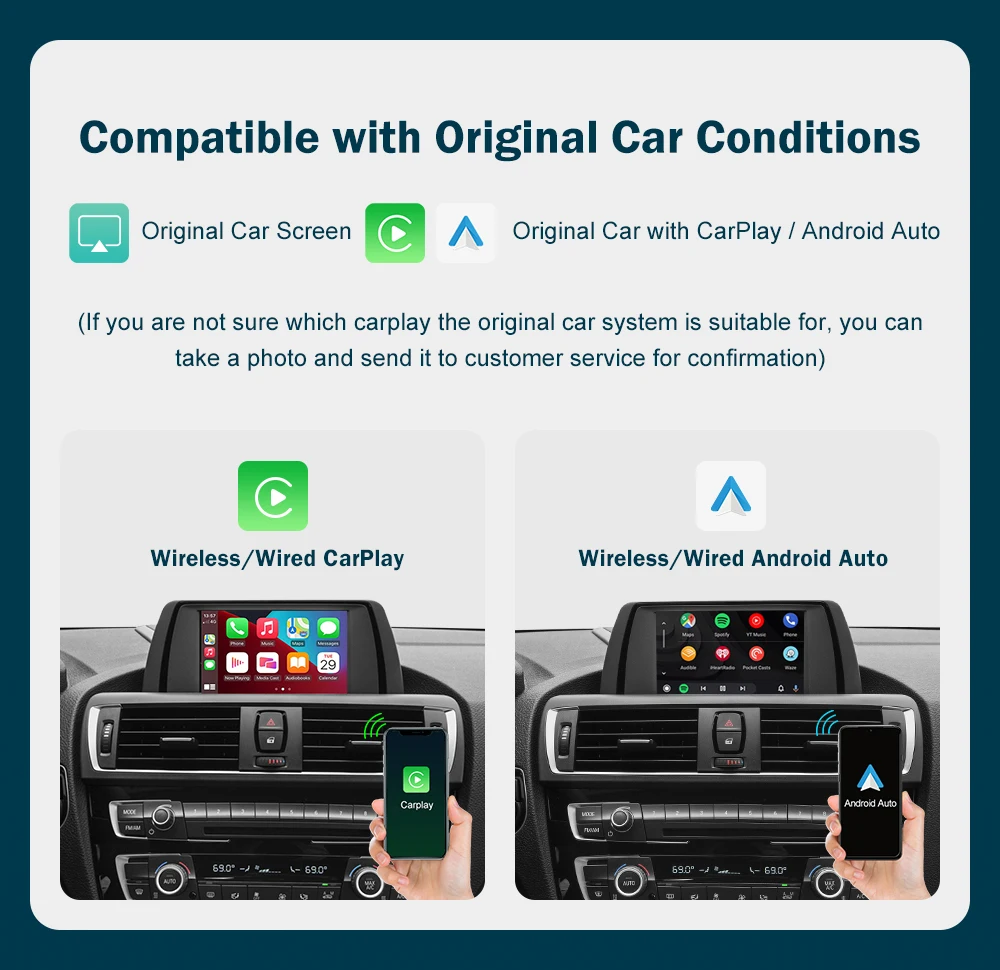 Wireless Carplay Retrofit Kit Decoder for BMW 5/6/7 Series with NBT/ID4  System 2012-2017 Year, F01 F02 F03 F06 F07 F10 F11 F12 F13 F18, Support