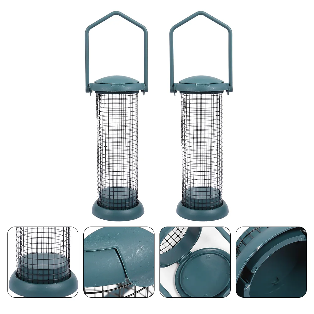 

2 Pcs Outdoor Bird Feeder Hanging Birds Metal Creative Food Container Plastic Containers Sturdy Feeding Tool with Hook