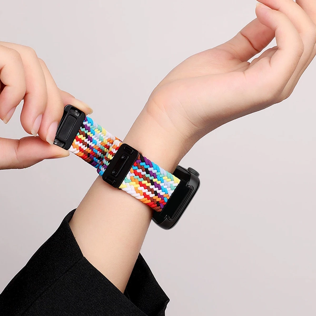Braided Strap with Protective Case for Smart Fitness Bands - Magnetic Nylon Bracelet Cover