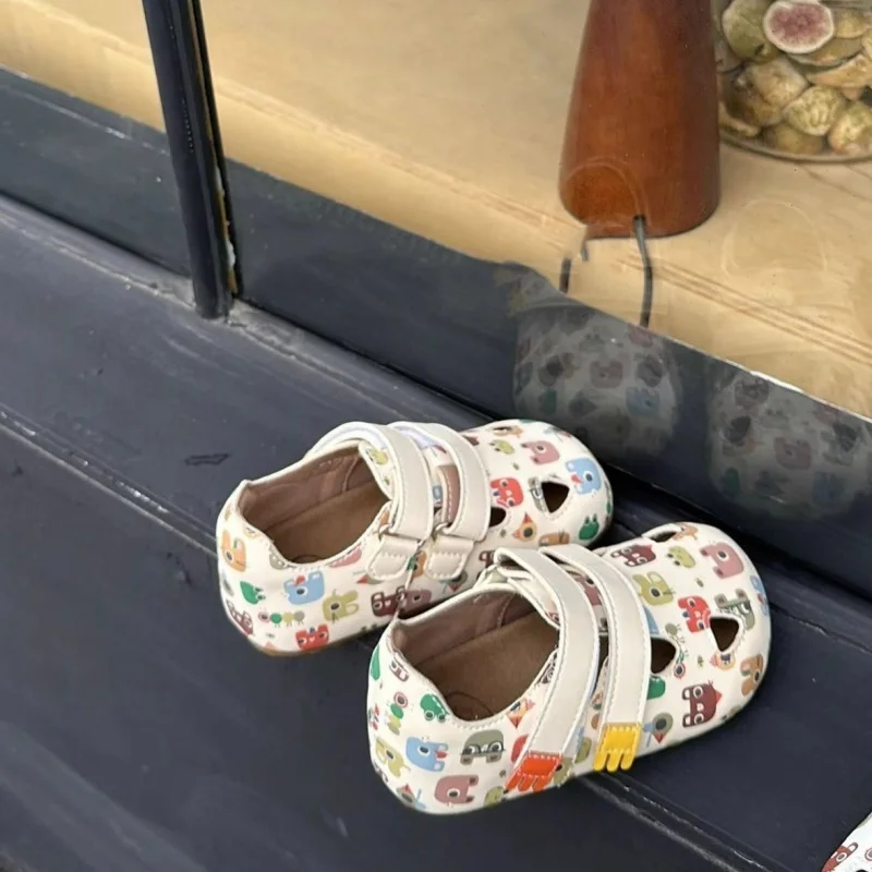 Chaussures en Cuir Dopamine Fermées pour Enfant, Style Occidental, Double Dessin Animé, Mignon, Animal, Printemps, 2021