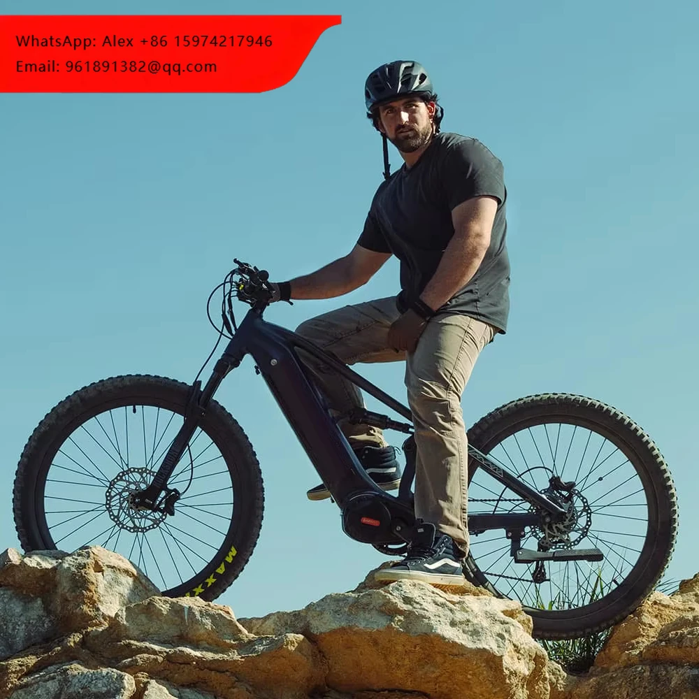 48V 1000W 미드 드라이브 모터 전기 자전거, 최고 속도 28MPH, 토크 센서 전기 자전거, 9단 풀 서스펜션 전기 산악 자전거
