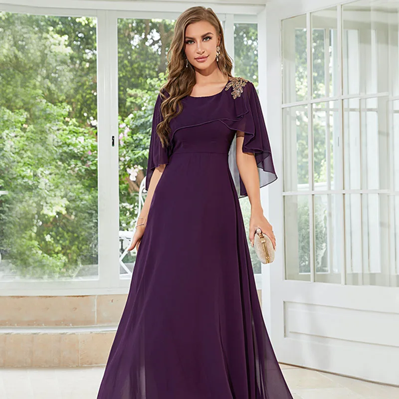 DongCMY Summer Dress Ladies Bridesmaid Dresses Loose Fit Bridesmaid Dress Daily Luxury Woman Party Chiffon