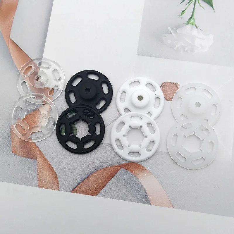 50set 7-21mm Black/White/Clear Plastic Round Snap Buttons Baby Doll Clothes Fasteners DIY Sewing Crafts Scrapbooking Accessories 4
