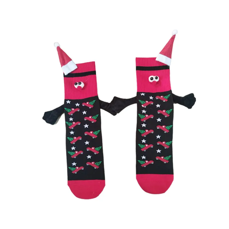 2 Pares De Calcetines Magnéticos Para Parejas - Se Toman De La Mano, Regalo Gracioso Negro Y Blanco