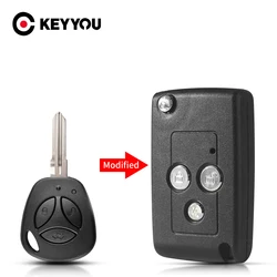 KEYYOU 3 Buttons Modified Flip Car Key ShellFor Lada Granta Priora Vesta X-Ray XRay Sedan Sport Kalina Uncut Remote Key Case