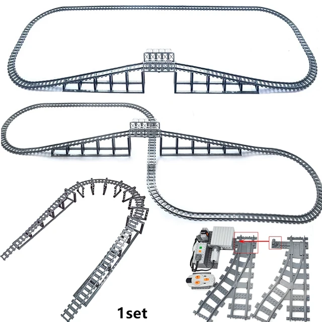 City Train Track Rail Bricks Model Soft Track Cruved Straight tracks For Kids DlY Gift Compatible Moc All Brands Railway Toys 1