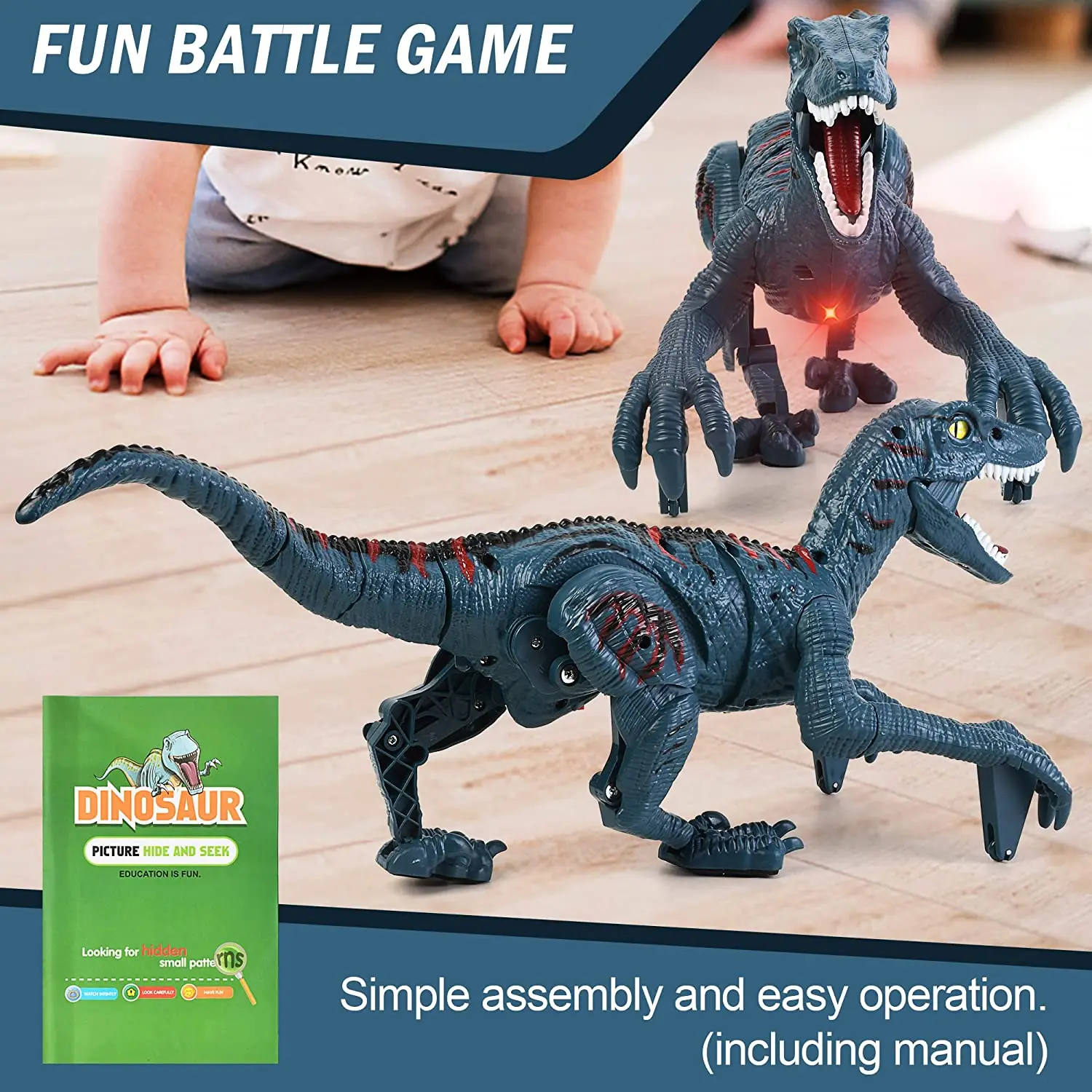 Remote Control Dinosaur Toys Remote Control Dinosaur RC Animals Electric Velociraptor Model Toy Imitates Walking and Singing Robot Toys for Boys Kids Gift