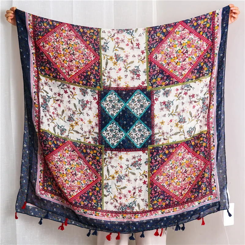 Neues Design Marke Frauen Schal Mode druck Baumwolle Frühling Winter warme Schals Hijabs Dame Pashmina Foulard Bandana Plaid – Detail 10