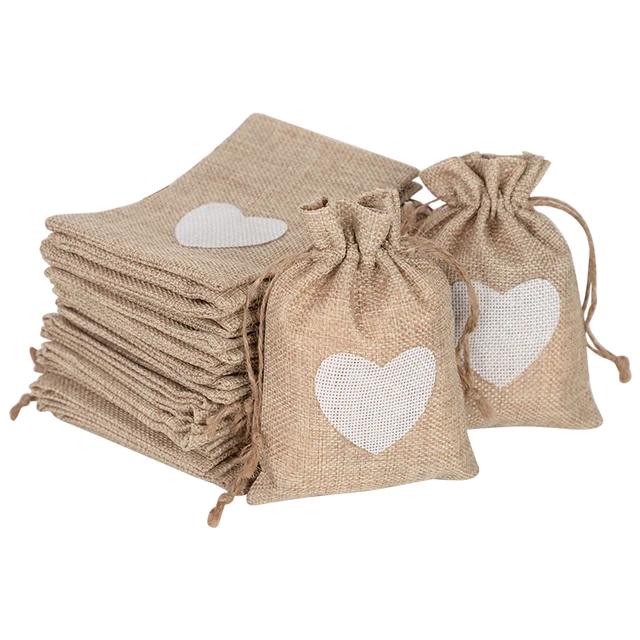 Party Favor Small Burlap Gift Bags 50 PCS Burlap Bags, Small