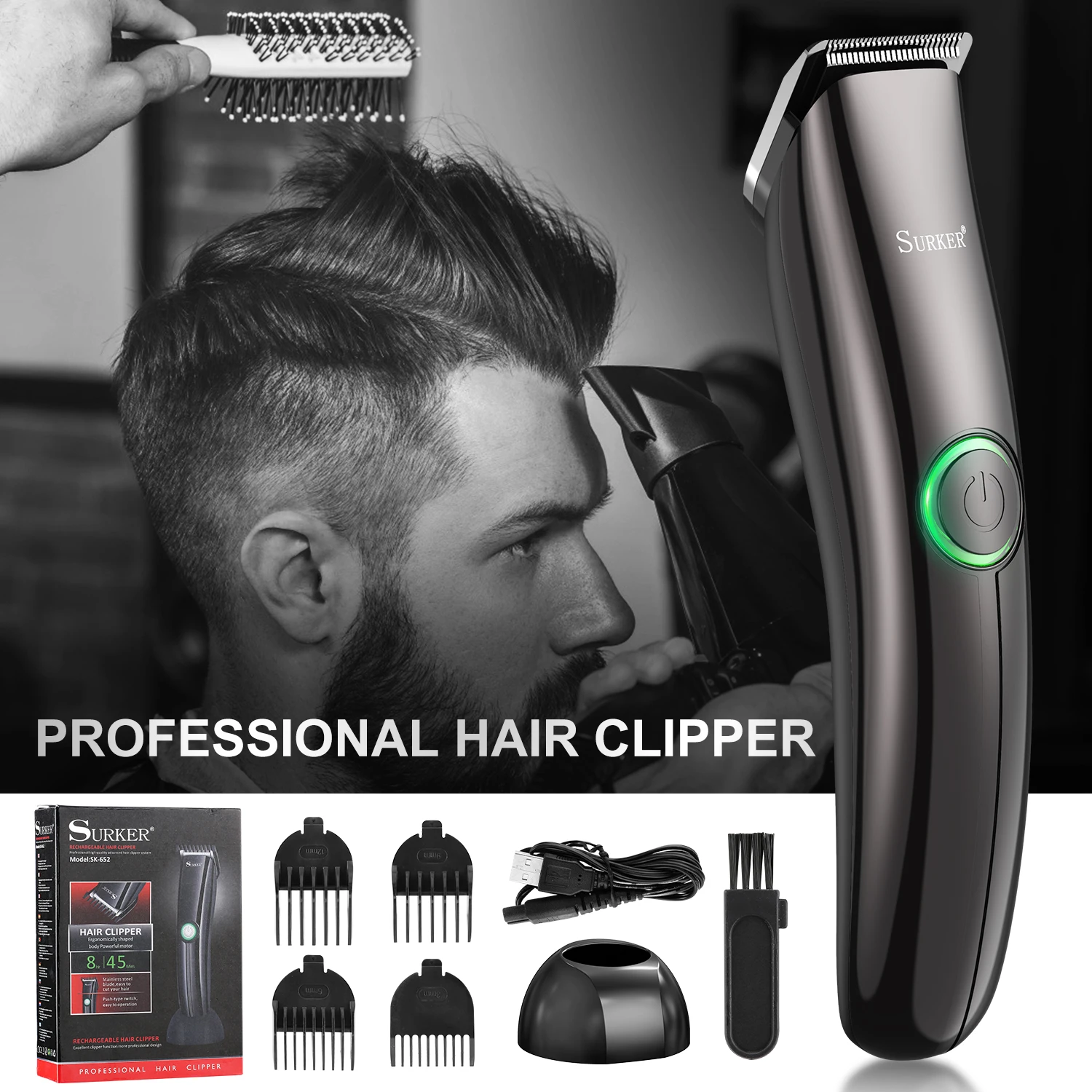 USLION Electric Hair Clipper Professional Electric Hair Trimmer For Men