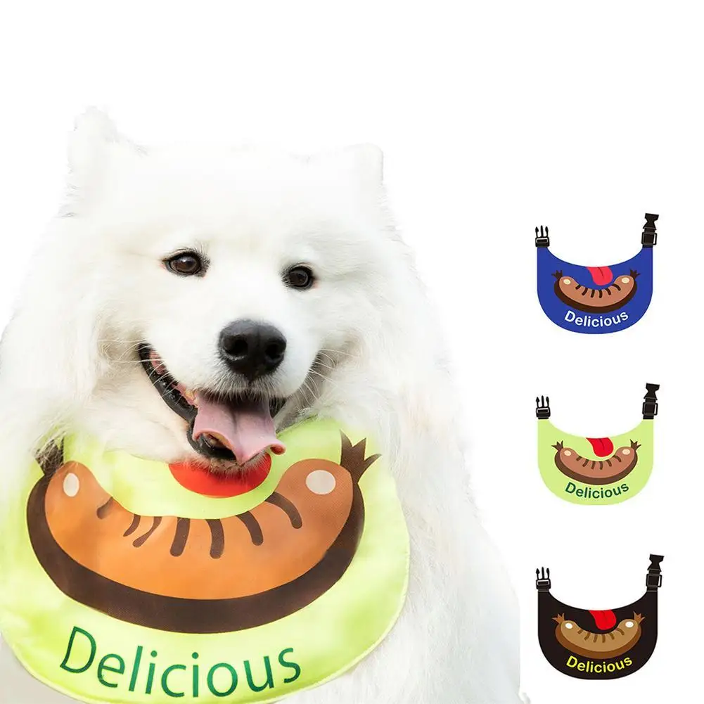 

Pet Dogs Saliva Towel Delicious Sausage Pattern Bandana Bibs Waterproof Funny Photography Props Gift For Cats Dogs