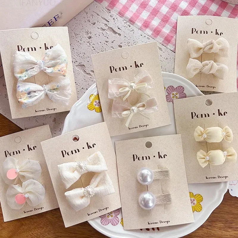 الأبيض اللؤلؤ مقوس دانتيل فتاة طفل مشبك شعر الأميرة الحلو بسيط أغطية الرأس دبوس الشعر لطيف أزياء الأطفال مشبك شعر الاطفال الملحقات