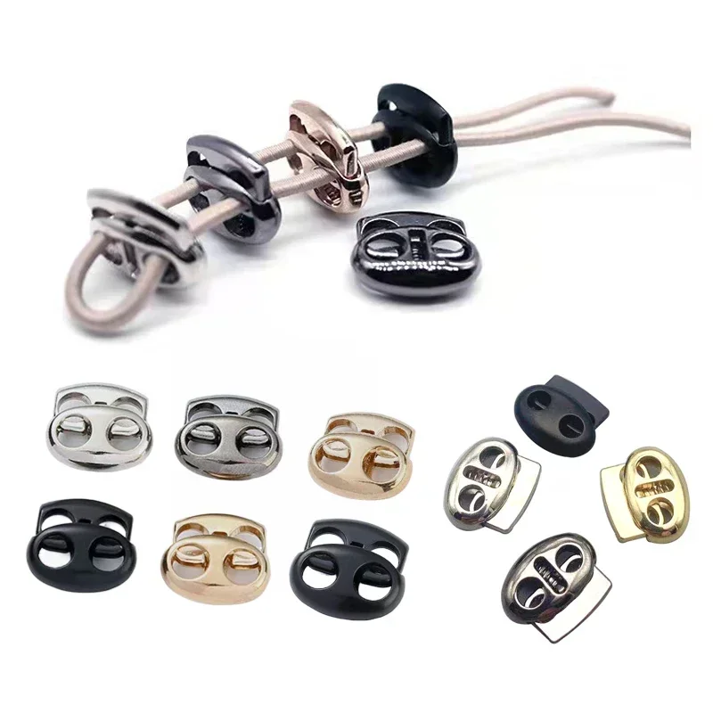 10Pcs 4mm-5.5mm Twin Hole Metal Stopper Cord Locks Bean Drawstring Toggle Clip Apparel Shoelace Sportswear Button Accessorie