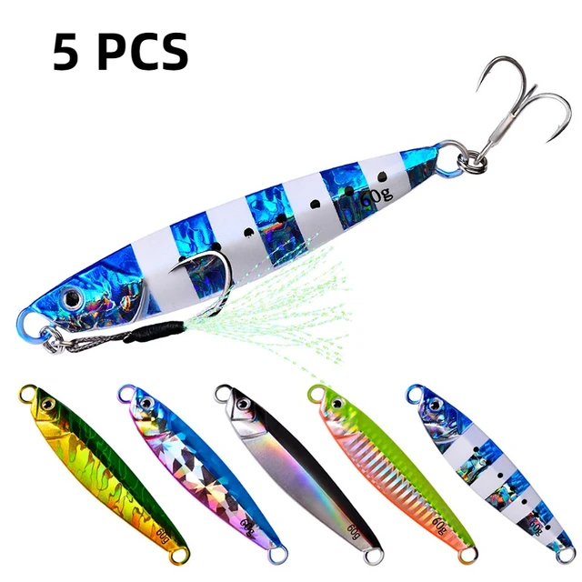 5 Pcs Fishing Lure Slow Jigs Saltwater Lures Metal Fish Jigging