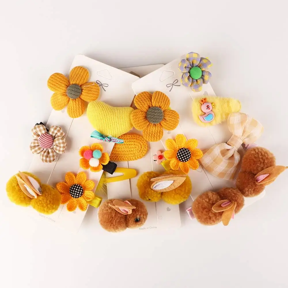 

Women Cloth Solid Color Girls Korean Style Hairpin Carton Design Hair clip Korean Style Barrettes Hair Accessories