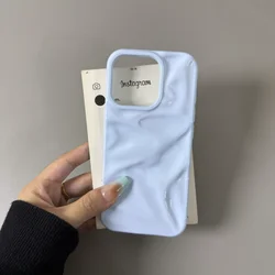 Glossy Aesthetic Wave Ruffle Soft TPU Case with 3D Folds and Water Ripple Design - iPhone 15 (Blue)